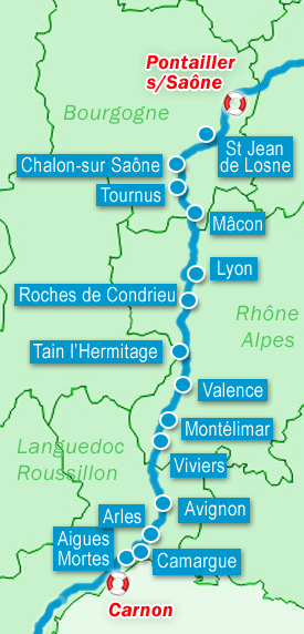 Hausbootfahrt in Frankreich - Karte
