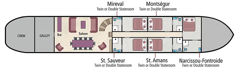 Hotelschiff 'Athos' Kabinenplan